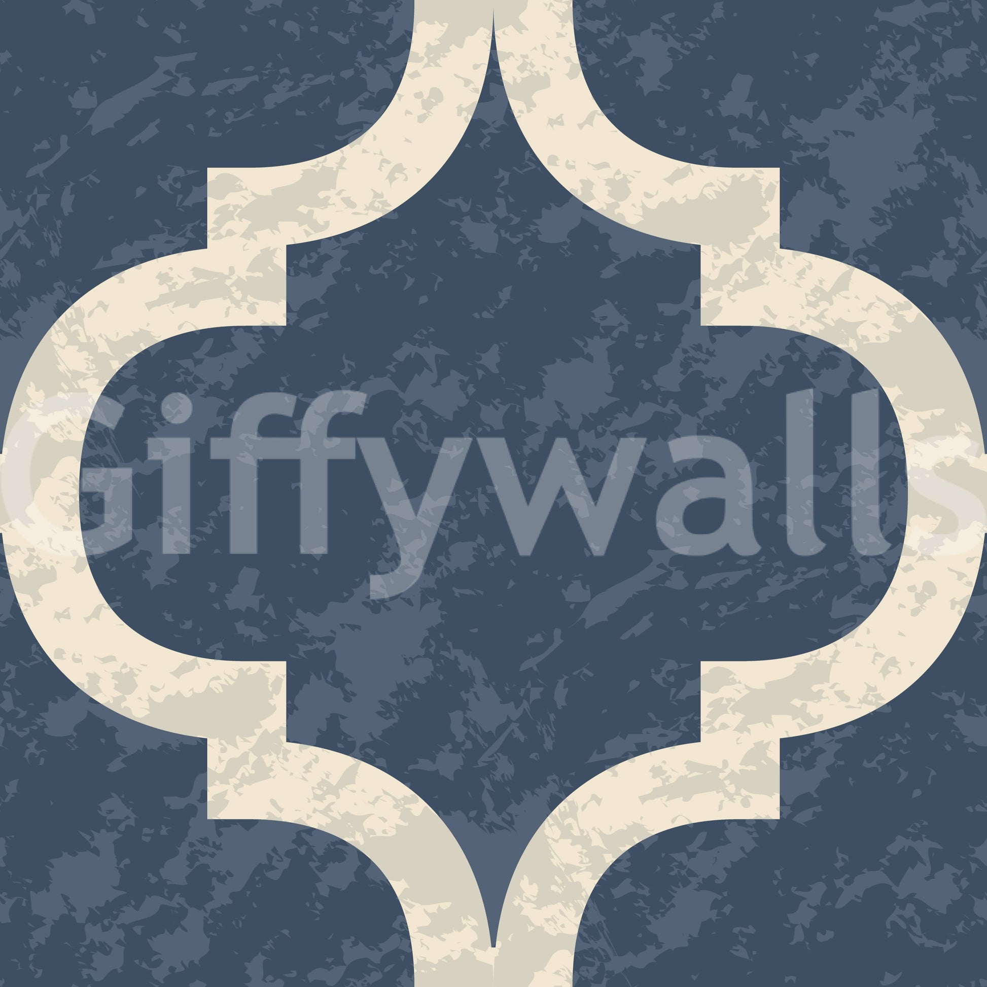 Bold Moroccan Ogee Twilight Blue wallpaper mural interior design.