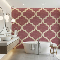 Subtle geometric wallpaper in vintage blush tones