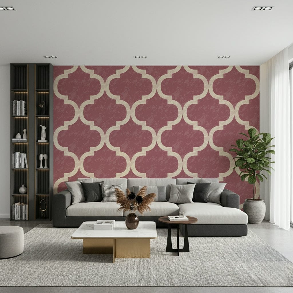 Soft rose wallpaper with classic ogee design