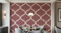 Decorative rose wallpaper with repeating ogee pattern