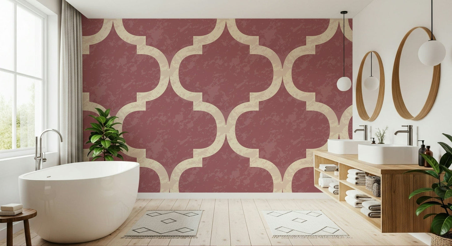 Timeless Moroccan pattern wallpaper in soft rose