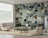 Patchwork tile style wallpaper for an authentic appearance