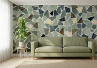 Vintage inspired natural tile look wallpaper installation idea