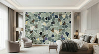 Grey geometric wallpaper natural tile appearance cool tones