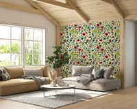 Nature-inspired wallpaper featuring delicate moths and flowers

