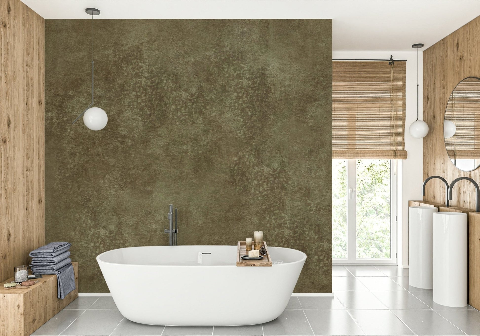 Warm earthy wallpaper for interiors
