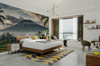 The mountain landscape is a central focus of the image.

