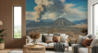 Erupting highland vents Mount Bromo Eruption custom wallpaper mural.