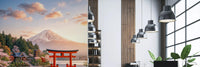 Fuji landscape wall mural brings a Office alive with cherry blossoms and lake