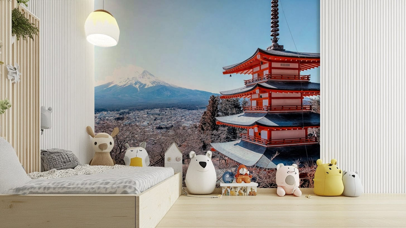 Tranquil Pagoda Peak Wall Mural