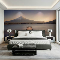 Mount Fuji Serenity wall art, reflection on blue water.