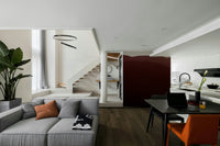 A close-up of the misty mountain ridges and soft, gradient tones.

