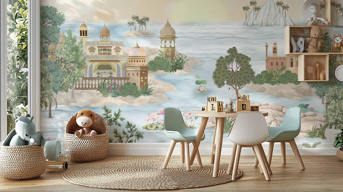 Exotic nature wallpaper mural with Mughal charm
