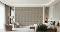Mughal Bloom Arches Wall Mural with modern furniture