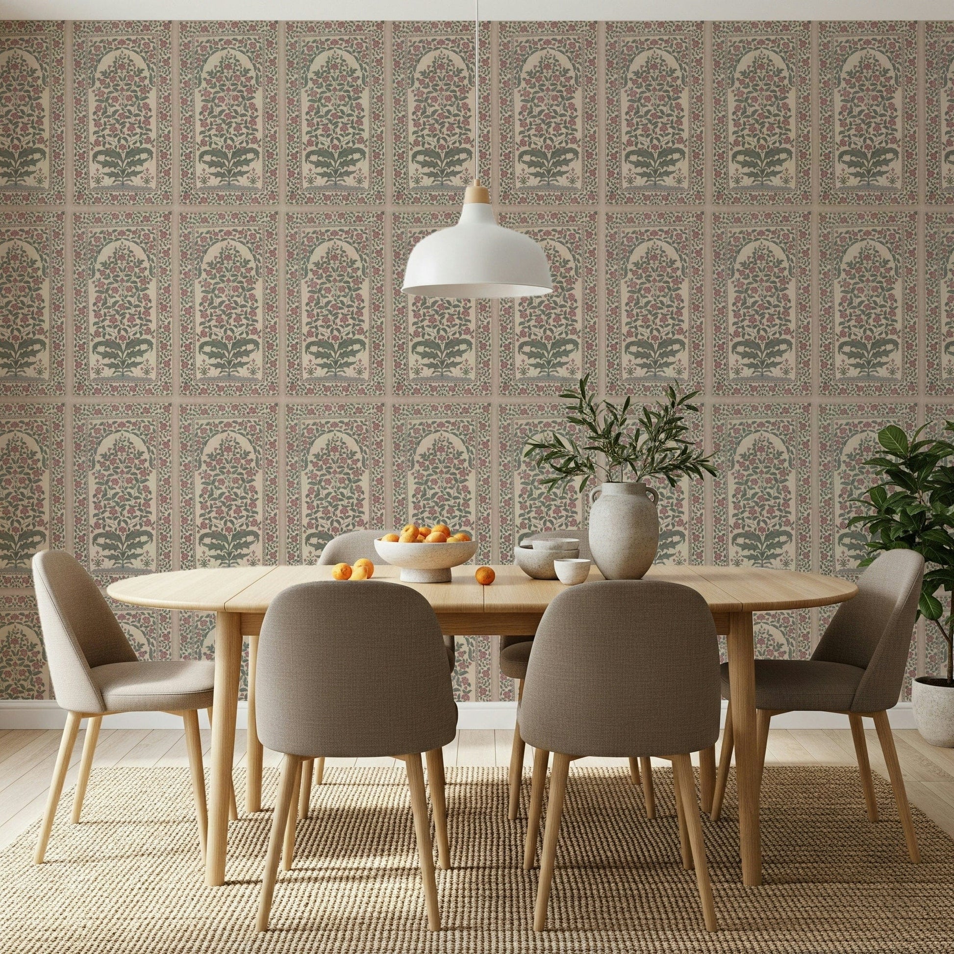 Mughal Bloom Arches Wall Mural installed in a home office