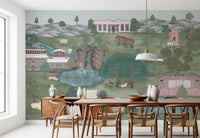 Mughal Garden & Wildlife Vista wall mural in dining room setting