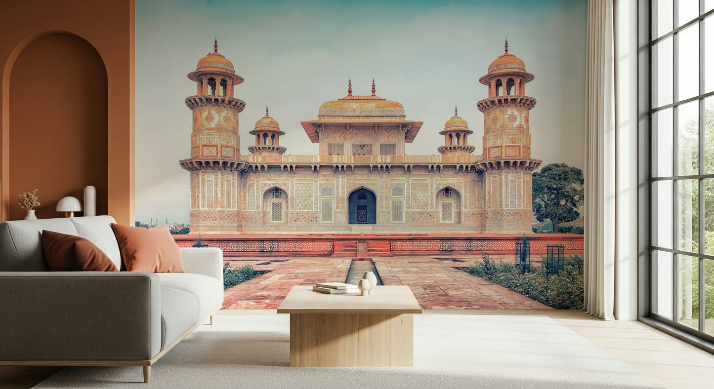 Historical Indian architecture depicted in Mughal Majesty wallpaper.