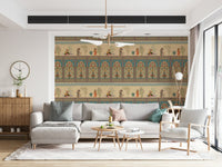Mughal palace motif mural for dining area, terracotta and cream, classic-meets-modern wall decor