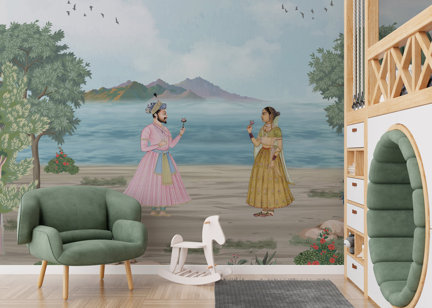 Mughal Royal Couple Wall Mural