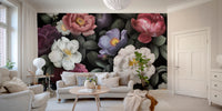 Floral Design on Dark Background Mural

