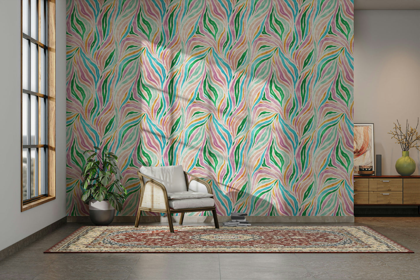 マルチカラーの自由ho放なゼブラプリントの壁紙⁠