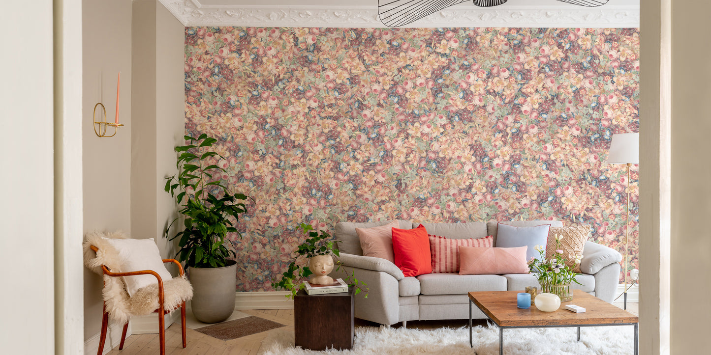 Multicolor Poesies Flowers Wallpaper Murals - Giffywalls