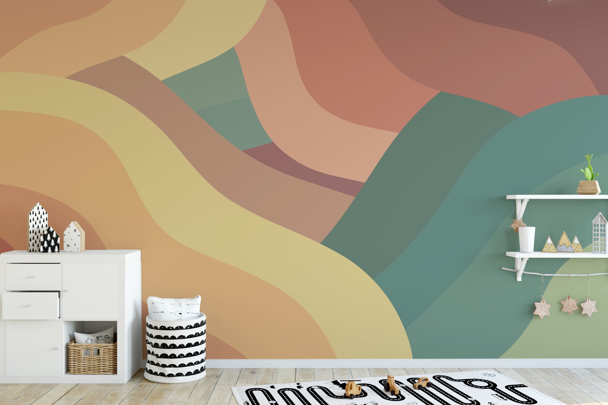 Multicolor Wavy Retro Wallpaper Wall Murals - Giffywalls