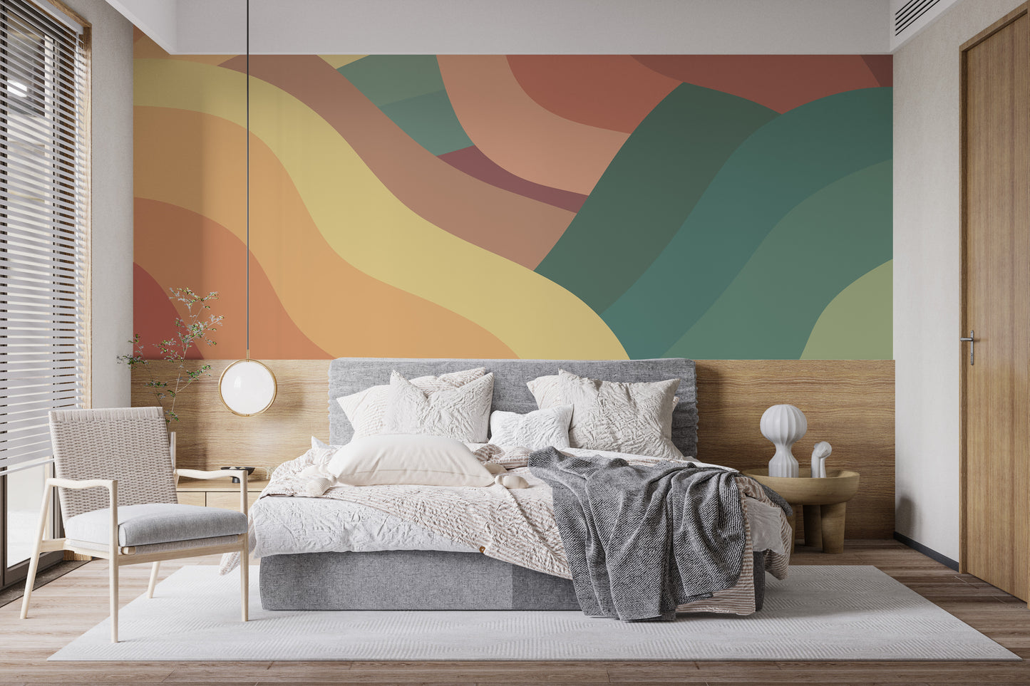 Multicolor Wavy Retro Wallpaper Wall Murals - Giffywalls