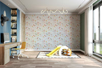 Wildflowers and mushrooms wall mural

