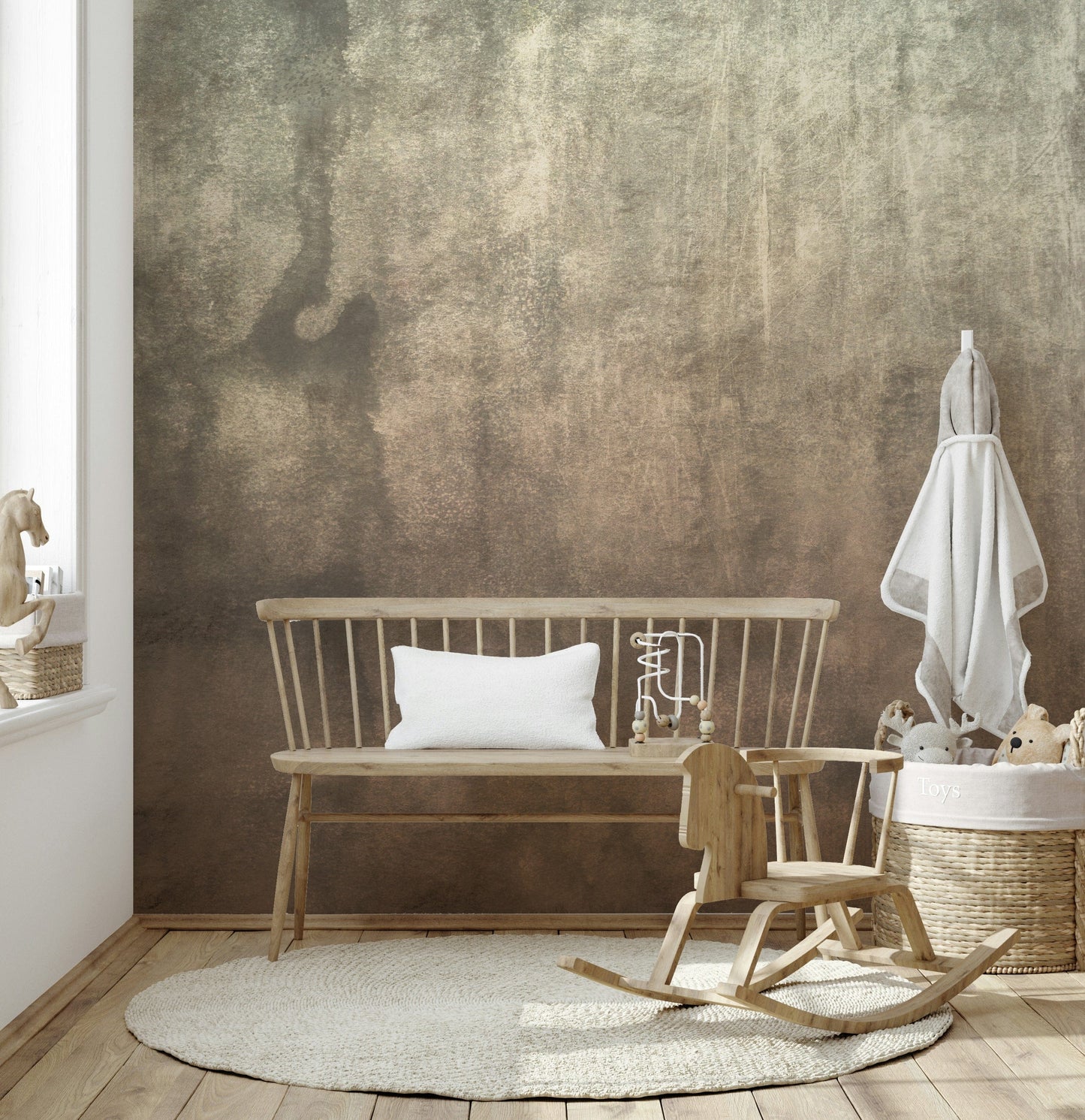 Earthy Textured Watercolour - Mushroom Wall Mural