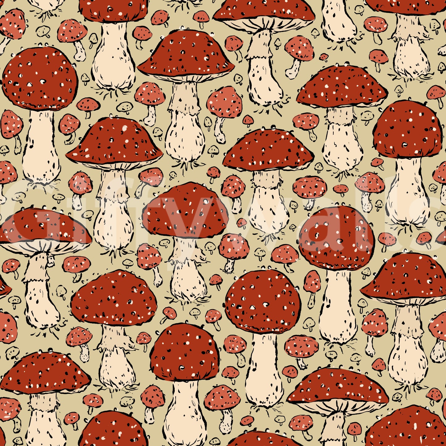 Mushroomcore - Rouge et beige - fond d'écran Amanita Muscaria⁠