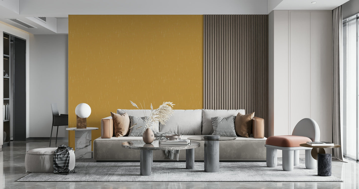 Subtle golden yellow abstract design mural, perfect for feature wall.