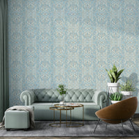 Muted blue patterned wallpaper

