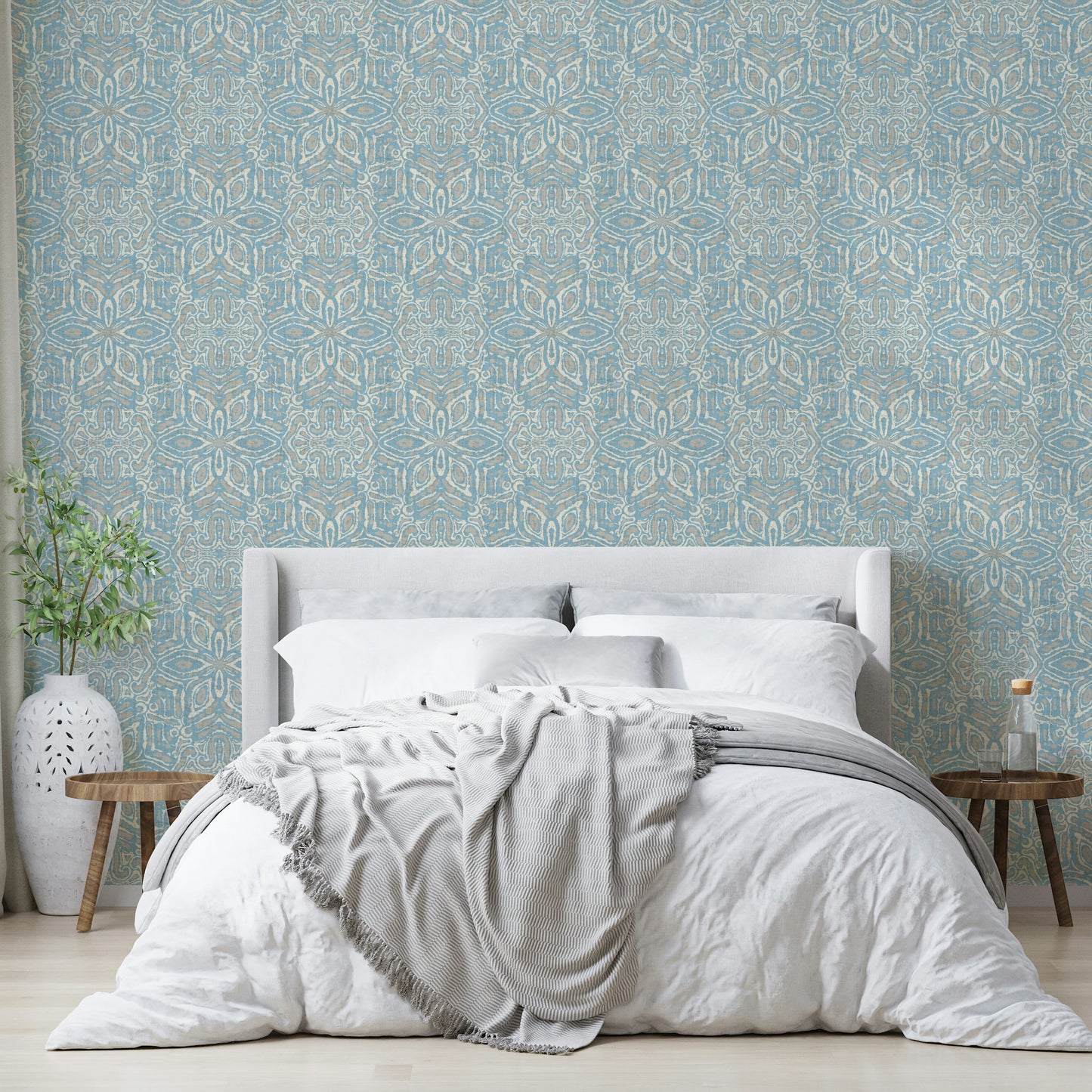 Soft blue geometric wall mural

