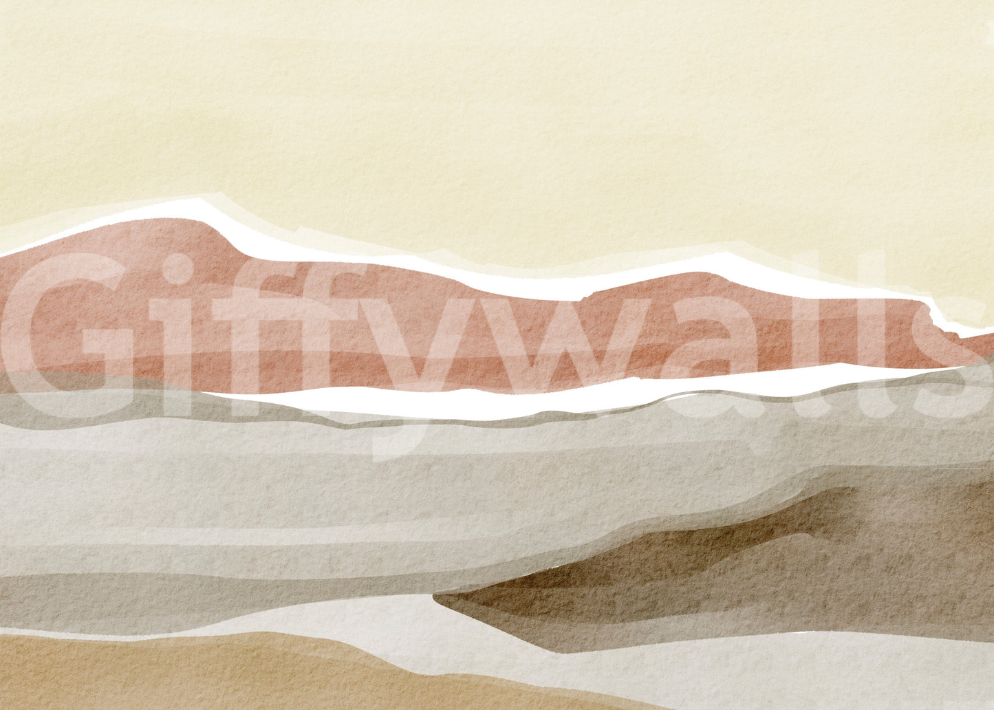 Muted Desert Vista print showcasing peaceful sandy environment on premium wall covering.