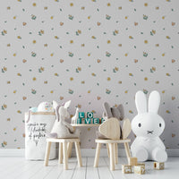 Soft meadow-inspired wallpaper for living spaces

