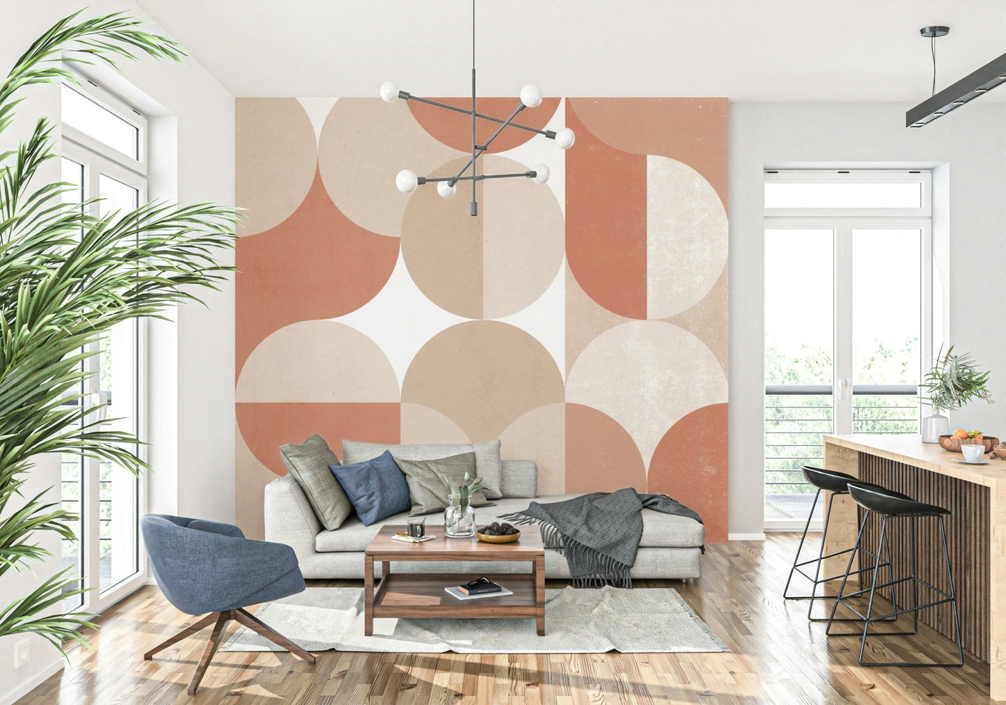 Muted Warm Tones Circles Wall Mural