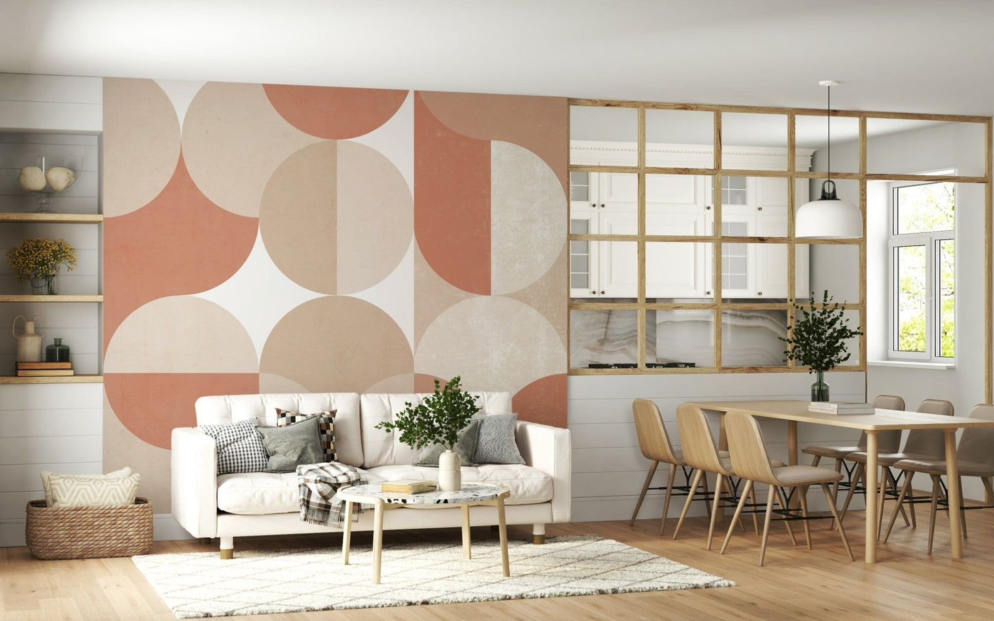 Muted Warm Tones Circles Wall Mural