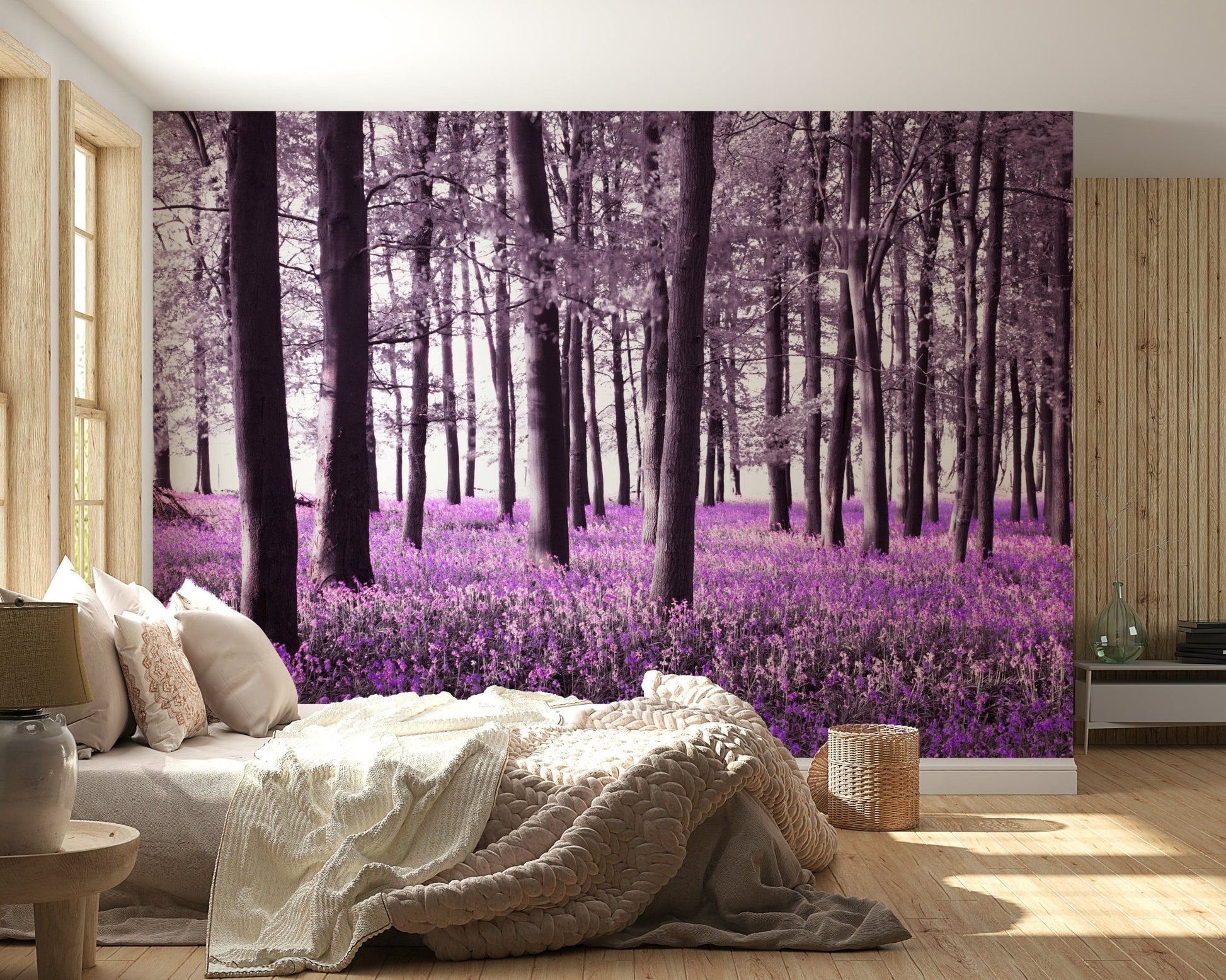 Vivid bluebell forest print. Mysteries of Bluebell Forest. Magical room.