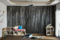 Mysterious Forest Landscape | Gray Trees in Atmospheric Stillness | Nature Photography Wall Mural