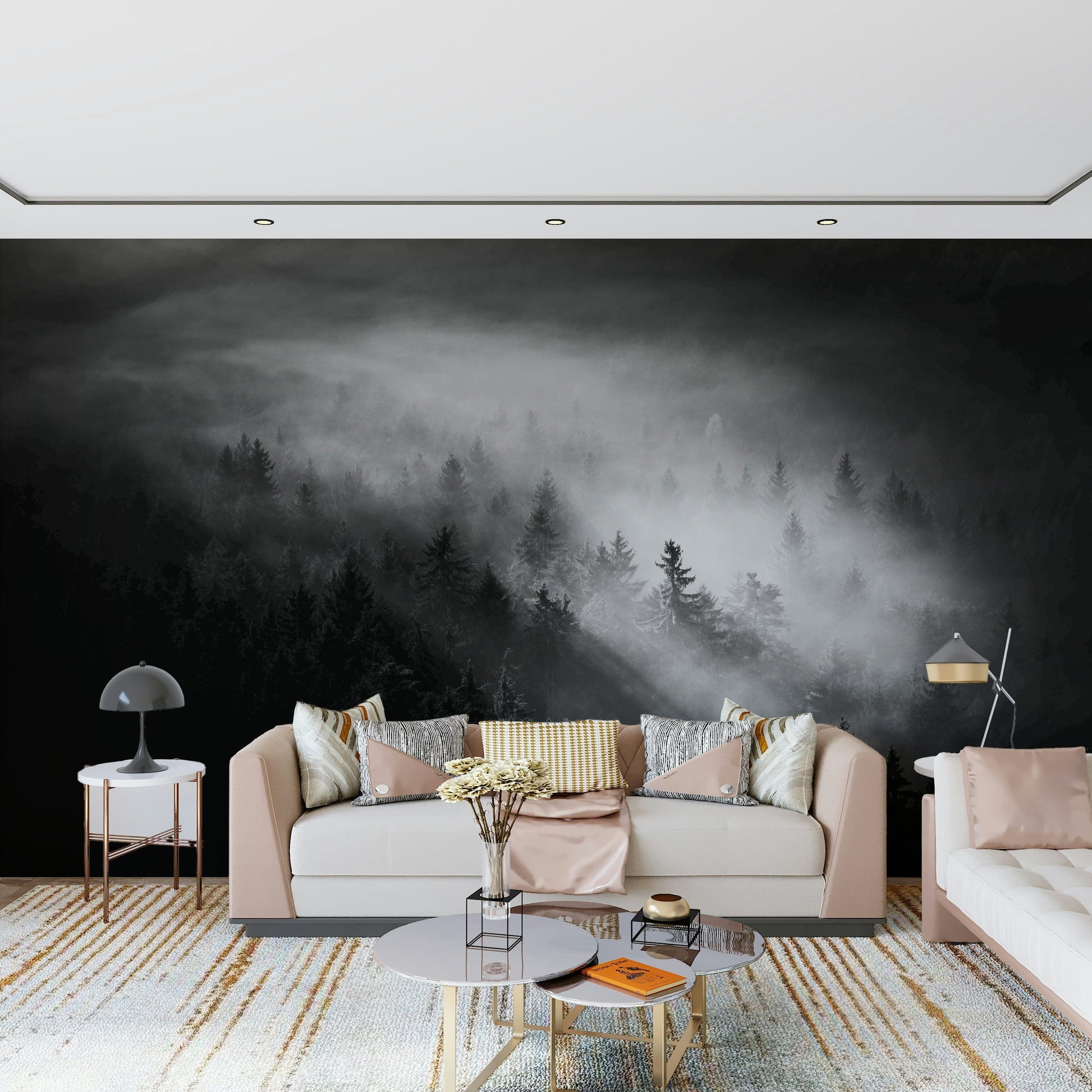 Wall mural Island Fog, deep woods photo art with foggy patch.