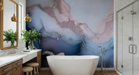Elegant wall mural inspired by natural stone layers with shimmering blue mineral patterns.