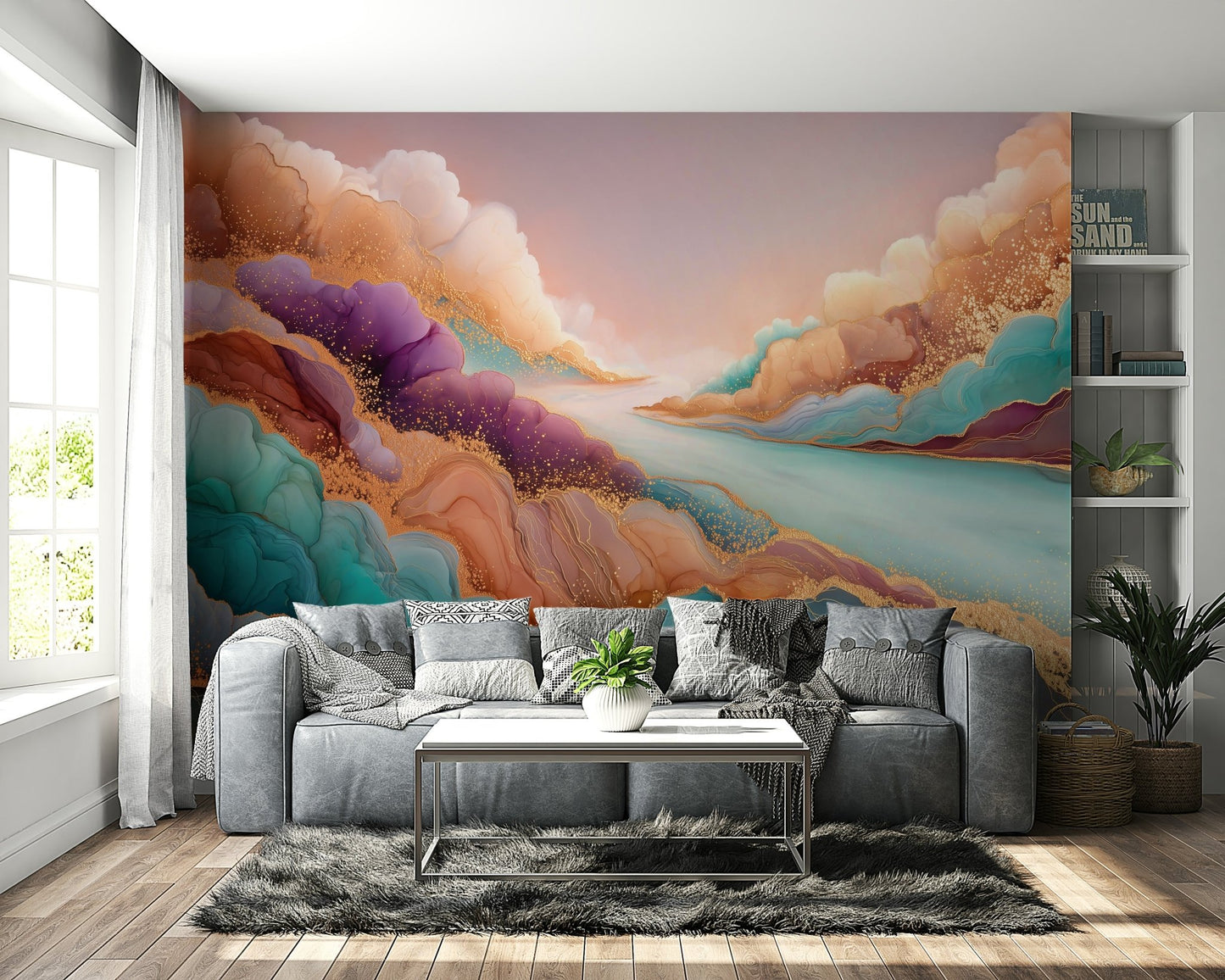 Artistic wall mural with soft motion

