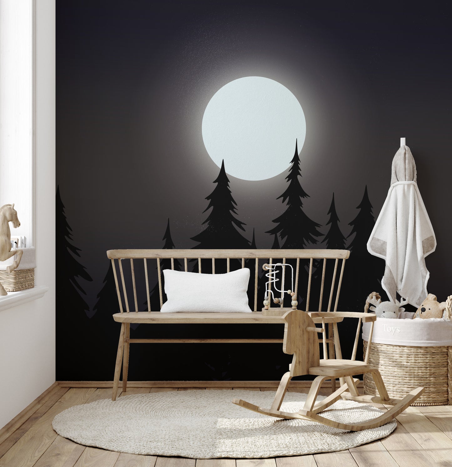 Mystisk månebelyst skov tapet