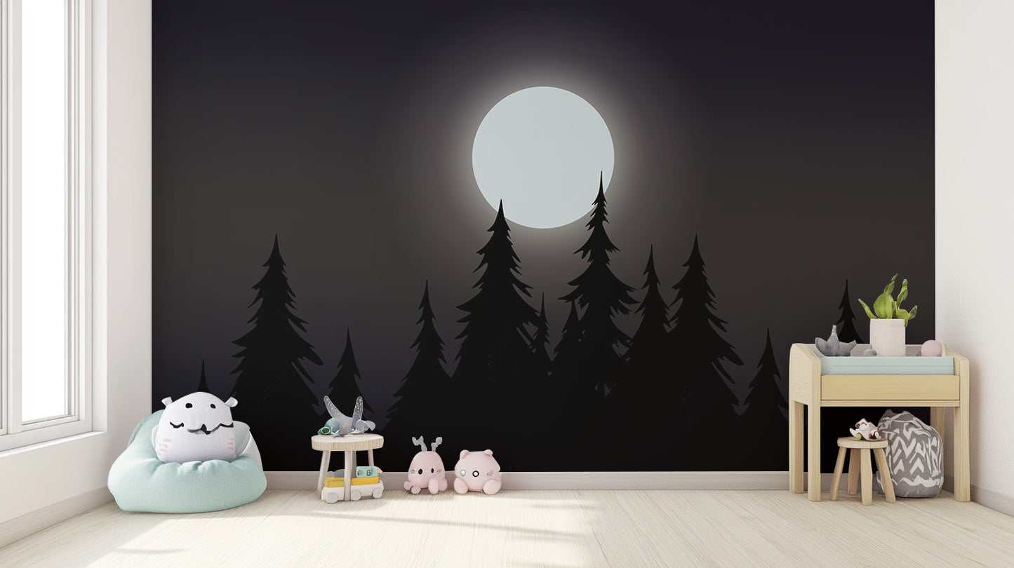 Mystisk månebelyst skov tapet