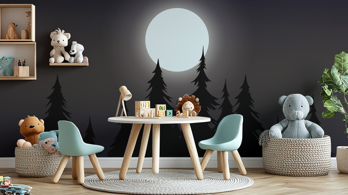 Mystisk månebelyst skov tapet