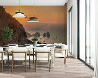 Breathtaking Sunrise Cliffs wall decor; Faraglioni rocks, glorious horizon view.