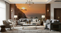 Exquisite Sunrise Cliffs wall covering; beautiful dawn over the water.