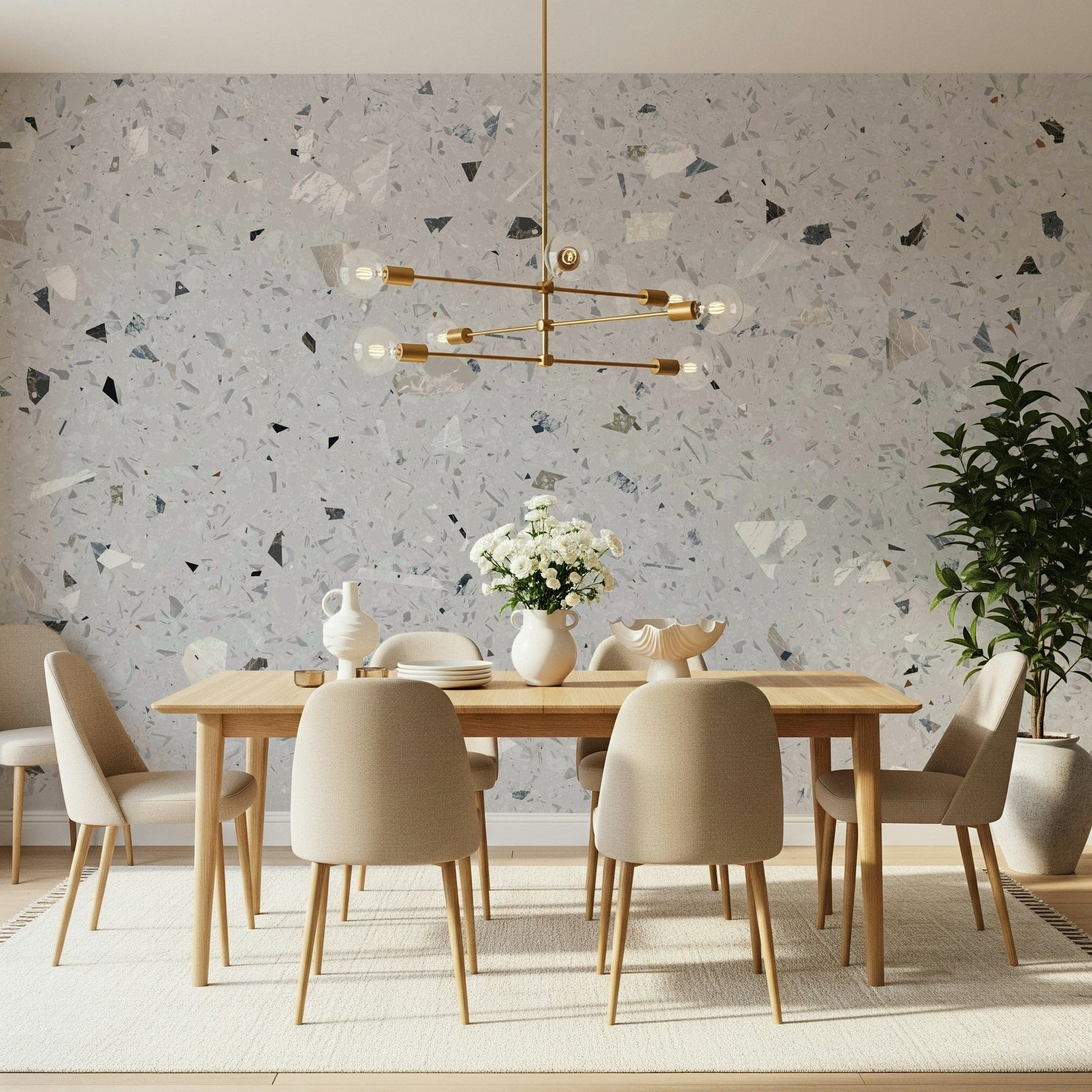 Pale Beige chip terrazzo wall covering wallpaper.