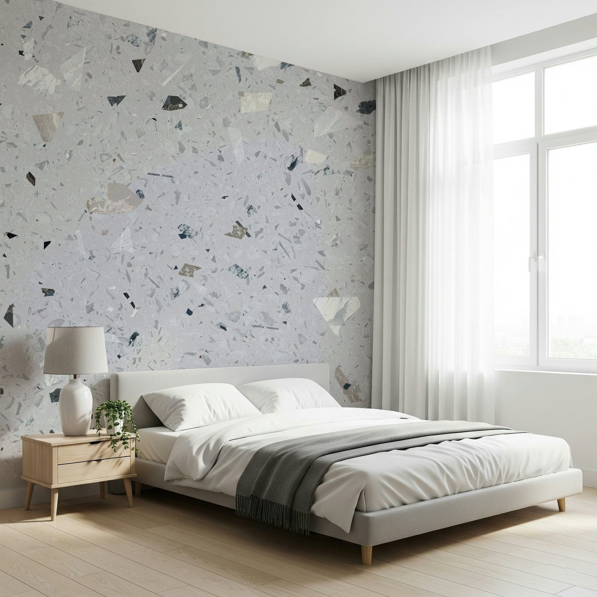 Pattern Beige Terrazzo wall mural flecks surface.